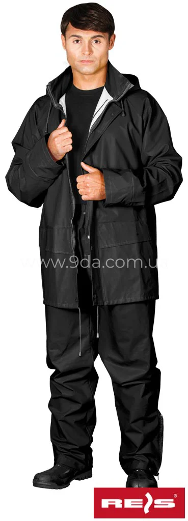 Костюм від дождя чорний (куртка+брюки) 65% поліуретан + 35% поліестер, Reis - 1