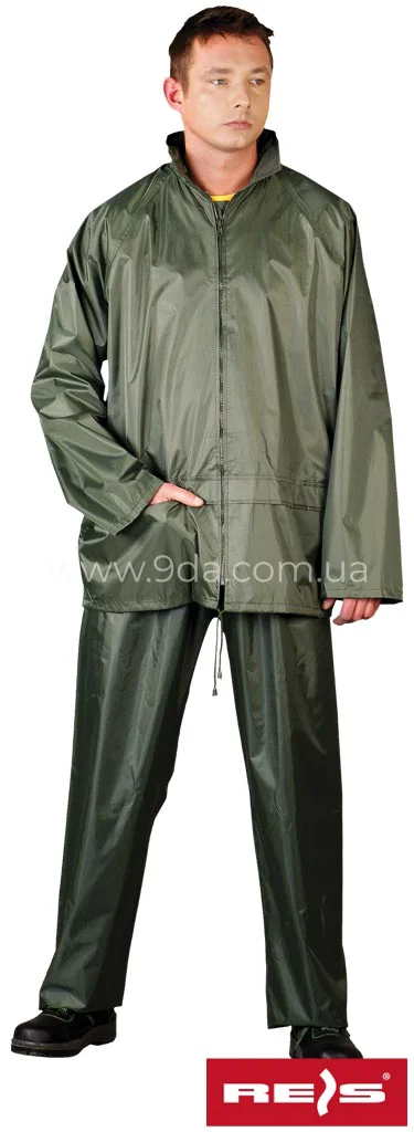 Костюм від дождя зелений (куртка+брюки) 30% ПВХ+ 70% поліестер, Reis - 1