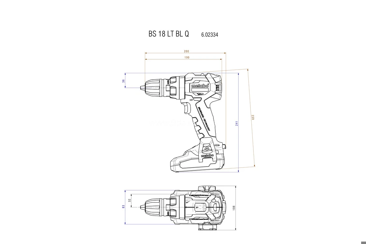 Акумуляторний шуруповерт 18 В, LT-class, BS 18 LT BL Q (2x LiHD 4,0Ah), 602334800, Metabo - 2